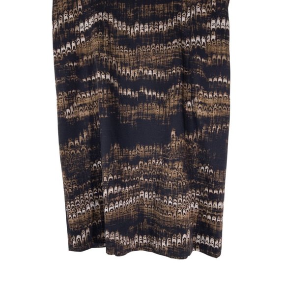 Elie Tahari Sheath Dress Size 10 Navy Gold Abstract Print Short Sleeve Womens - Picture 3 of 6